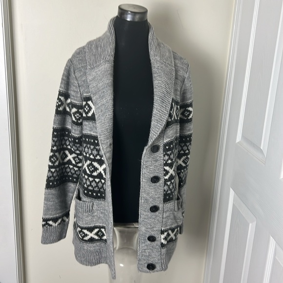 Sansara Wool Blend Aztec Pattern Button Closure Cardigan with Pockets Size L - Picture 6 of 10